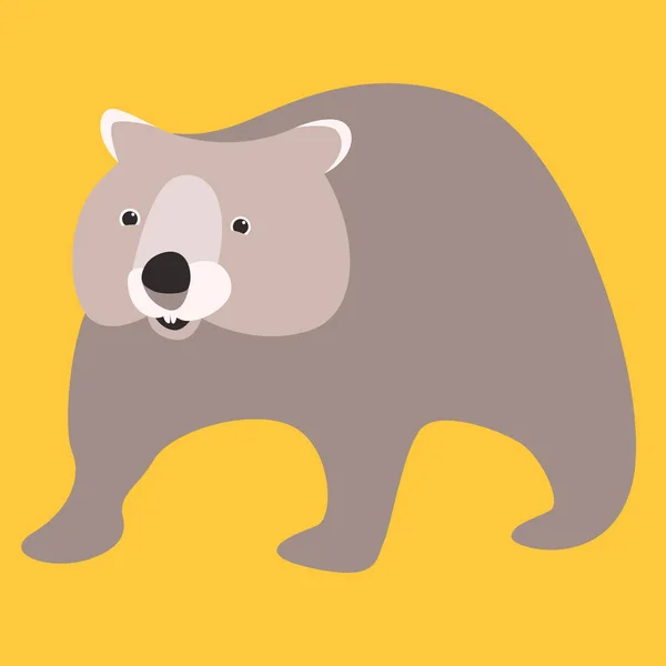 Dibujos animados wombat vector ilustración plana estilo frontal — Vector de stock