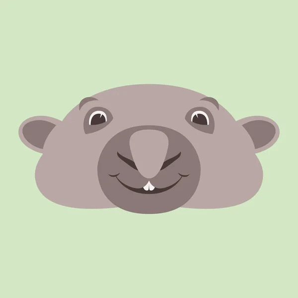 Wombat cara vector ilustración plano estilo frontal — Vector de stock