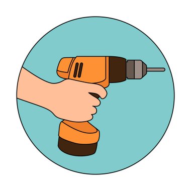 Erkek el vektör çizim düz matkap 