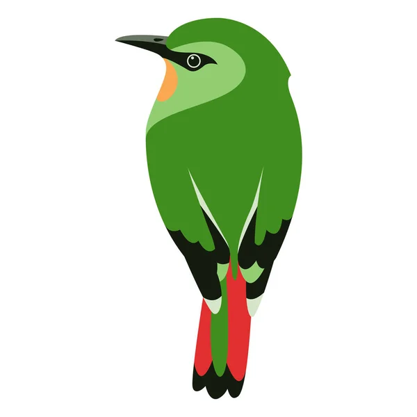 Verde pájaro vector ilustración plano estilo perfil — Archivo Imágenes Vectoriales