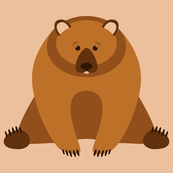 Bear cartoon  vector illustration flat style front — Stock Vector