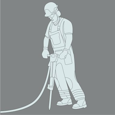 çalışan bir çekiçleri vektör çizim düz stil kasalı 