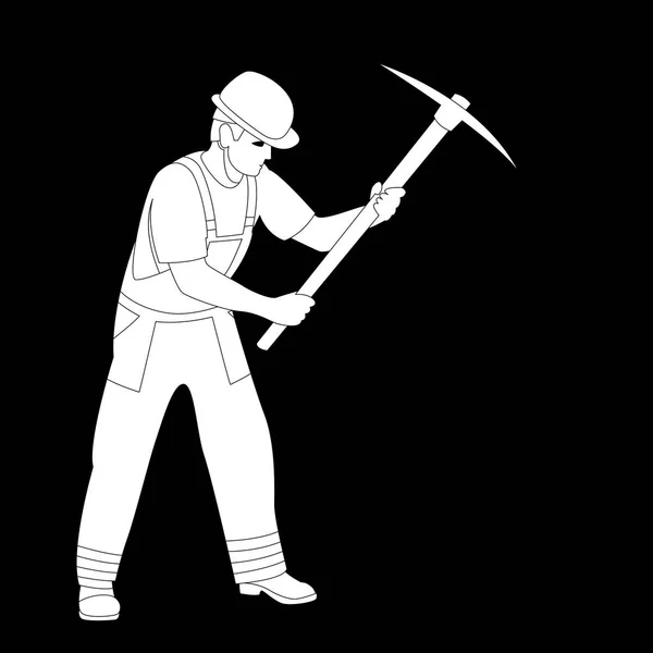 Trabajador con un vector pickaxe ilustración perfil de estilo plano — Archivo Imágenes Vectoriales