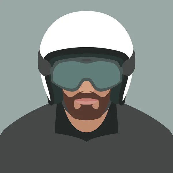Um homem de moto capacete vetor ilustração plana —  Vetores de Stock