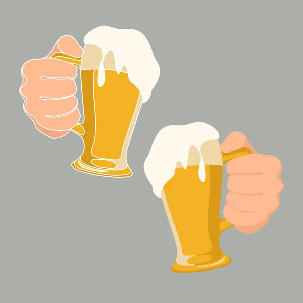 Mužská ruka drží sklenku piva vektorové ilustrace plochý — Stockový vektor