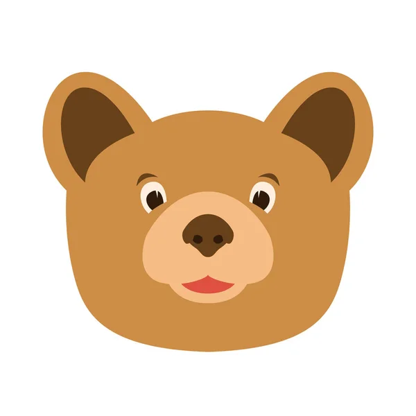 Urso desenho animado rosto vetor ilustração plana estilo frontal — Vetor de Stock