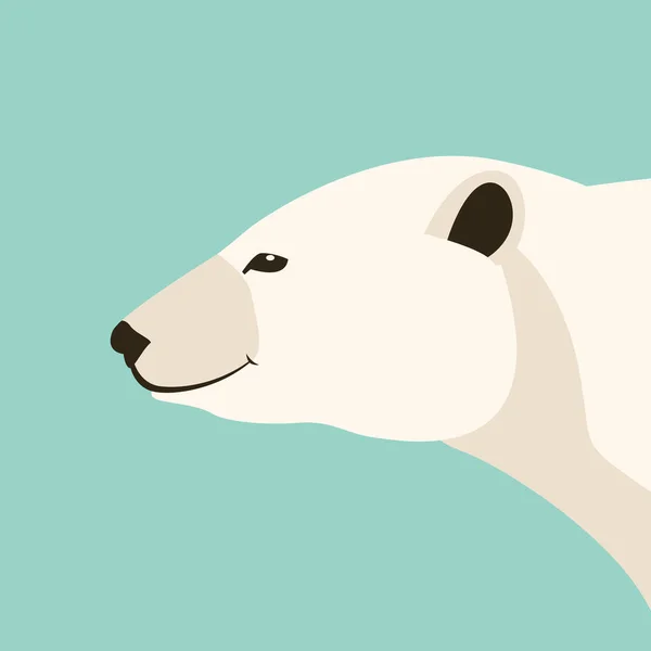 Oso polar cabeza vector ilustración plano estilo perfil — Vector de stock