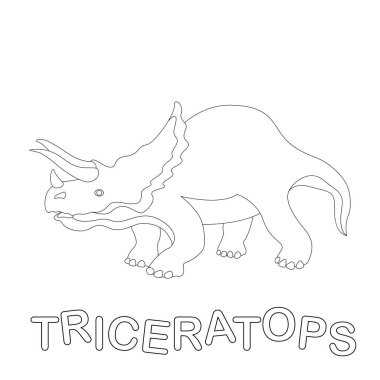 triceratops dinozor vektör çizim kitap profili boyama 