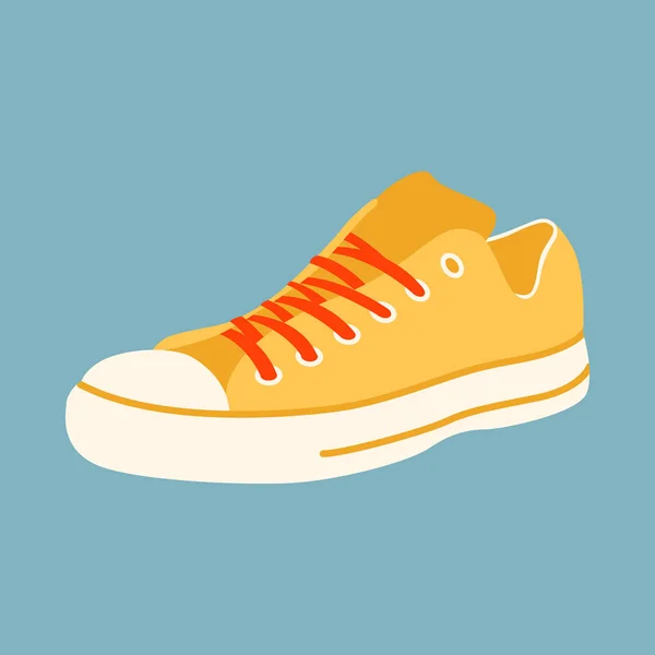 Amarillo zapatillas vector ilustración plana estilo frontal — Vector de stock