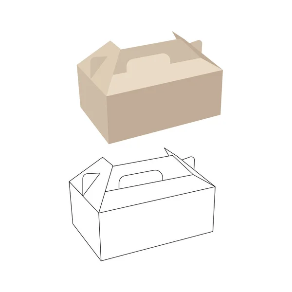 Caja de papel vector ilustración plano estilo frontal — Vector de stock