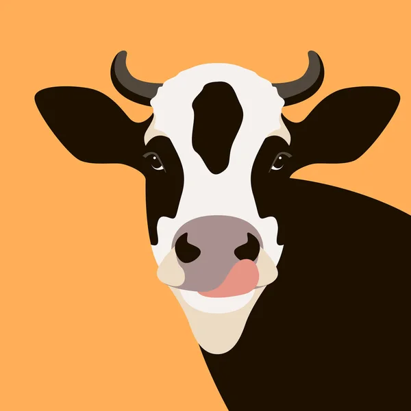 Vaca cara vector ilustración plano estilo frontal — Vector de stock