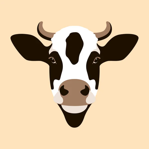 Cow  face vector illustration flat style front — Stock Vector