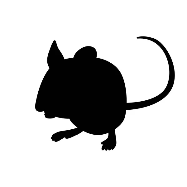Fumetto mouse vettore illustrazione nero silhouette — Vettoriale Stock