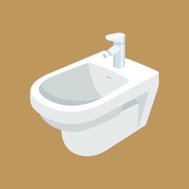  Seramik bide vektör çizim düz stil açık 