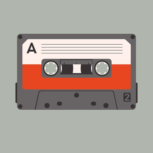 Cassette tape vector illustratie vlakke stijl voorzijde — Stockvector