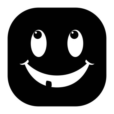  yüz simgesi siyah vektör çizim gülümsüyor