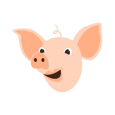  çizgi film domuz kafa vektör çizim düz stil açık 