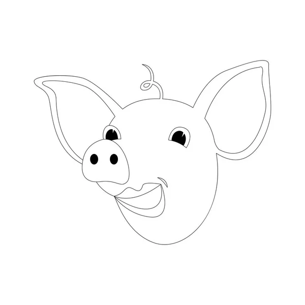 Cartoon pig head  vector illustration    lining draw   front — Stock Vector
