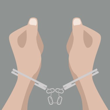 kelepçe vektör çizim düz stil profilinde eller