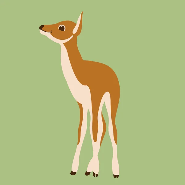 Cartoon deer vector illustration flat style profile — Stock Vector