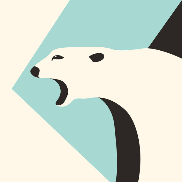 polar bear   vector illustration flat style front 