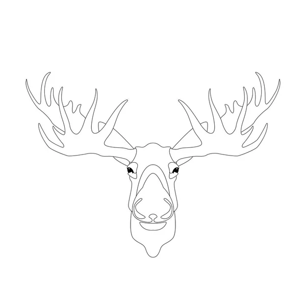 Deer head  vector illustration  lining draw  front — Stock Vector