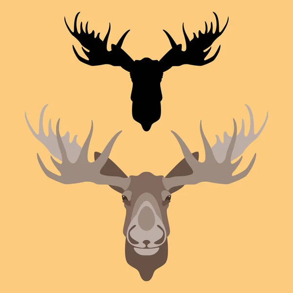 Illustration vectorielle tête de cerf style plat face avant — Image vectorielle