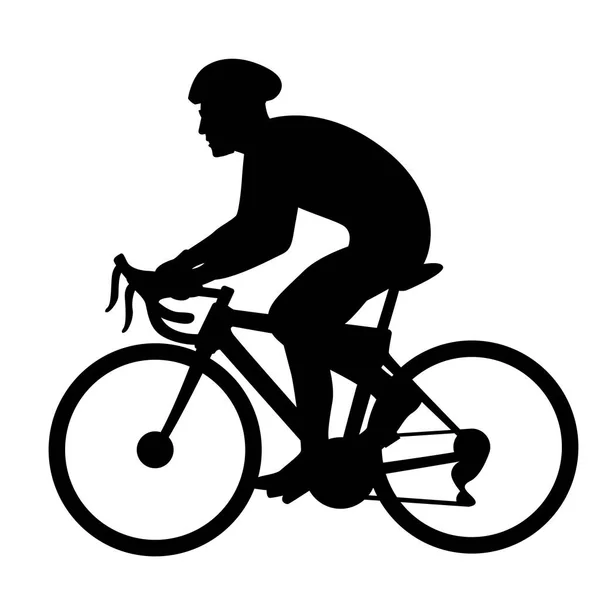 Bicyclist vector illustration  black silhouette profile — Stock Vector