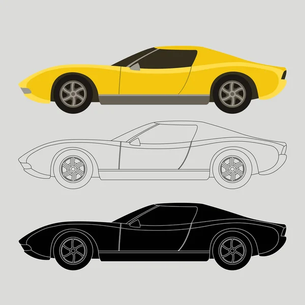 Sportbilar vektor illustration platt stil profil sida — Stock vektor
