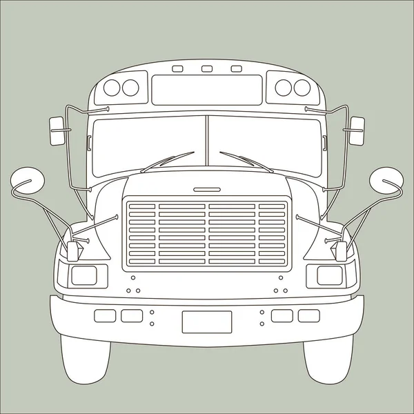 Autobus scolaire jaune illustration vectorielle doublure dessiner devant — Image vectorielle