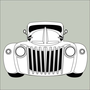 Eski model araba vektör çizim ön  