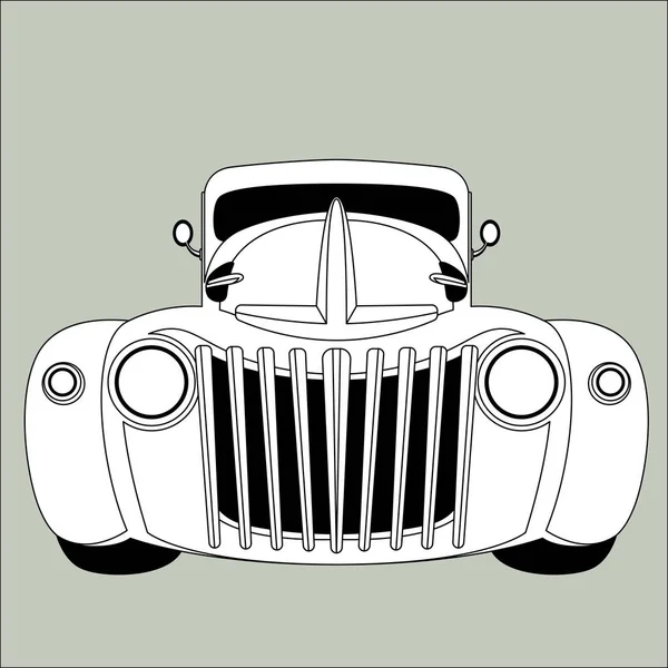 Vintage coche vector ilustración frontal — Vector de stock