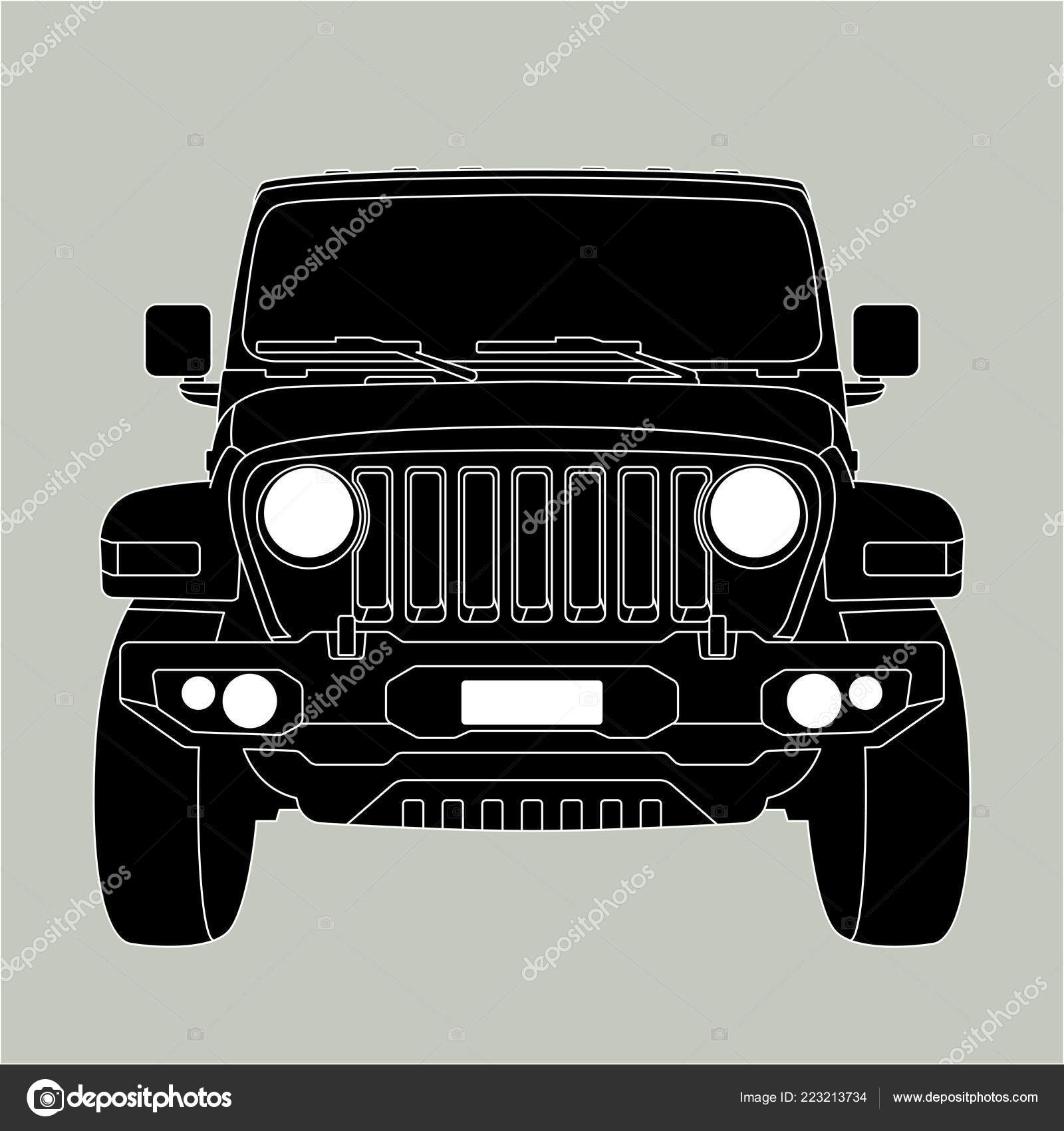 Single line drawing of 4x4 speed wrangler jeep Vector Image