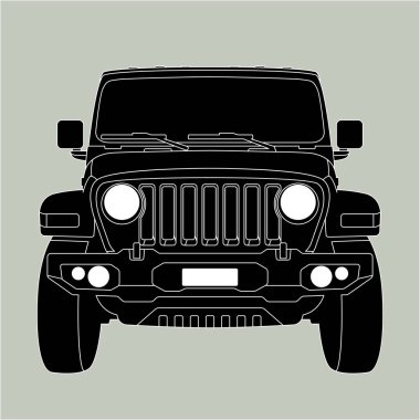 off-road aracı jeep vektör çizim ön 