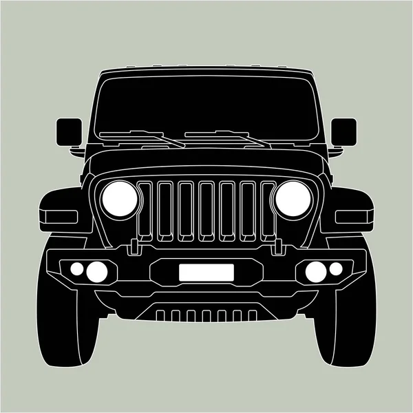 Off-road jármű jeep vektoros illusztráció front — Stock Vector