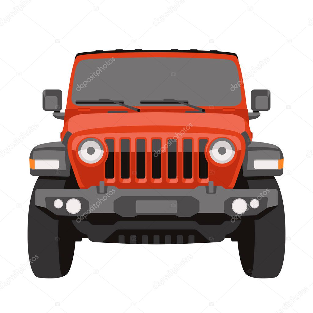 Off-road vehicle jeep vector illustration front view