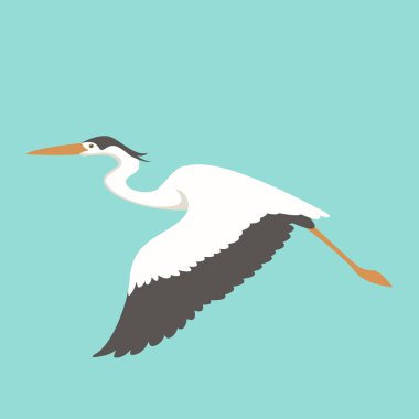 heron vektör çizim düz stil profil uçuyor