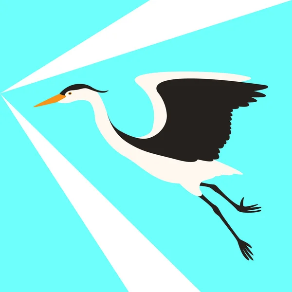 The heron is flying vector illustration flat style profile — 스톡 벡터