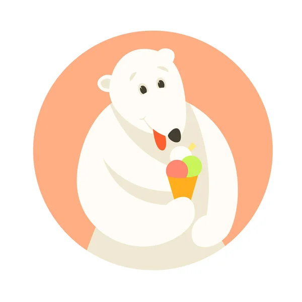 Oso de dibujos animados comer helado estilo plano — Archivo Imágenes Vectoriales