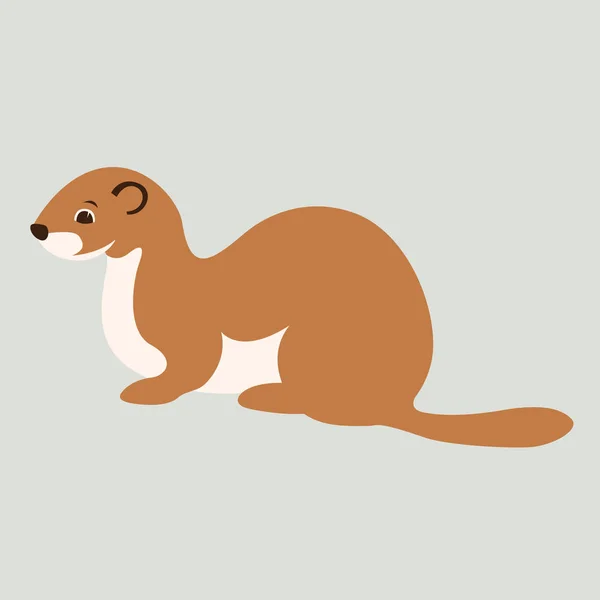Cartoon weasel vector illustration flat style profile — Stock Vector