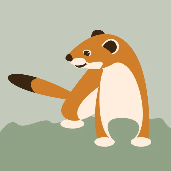 Desenho animado weasel vector ilustração estilo plano — Vetor de Stock