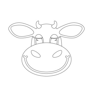 karikatür inek yüzü. astar uskurlu view.vector çizmek 