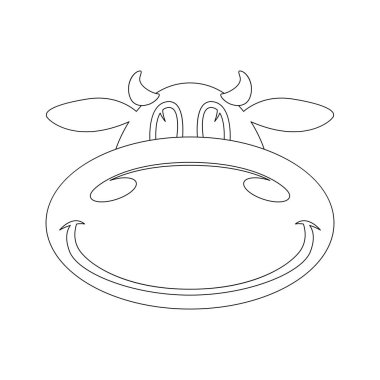 karikatür inek yüzü. astar uskurlu view.vector çizmek 