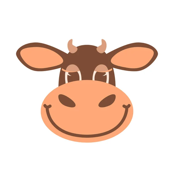 Cartoon cow face .flat style.front view. — Stock Vector