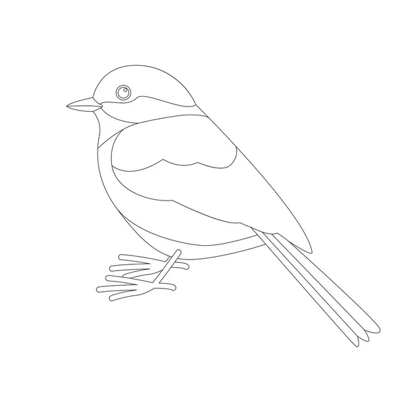 Tit bird , lining draw  ,profile — Stock Vector