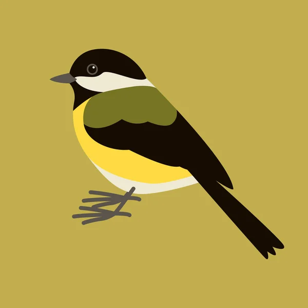 Tit bird estilizado, estilo plano, perfil — Archivo Imágenes Vectoriales