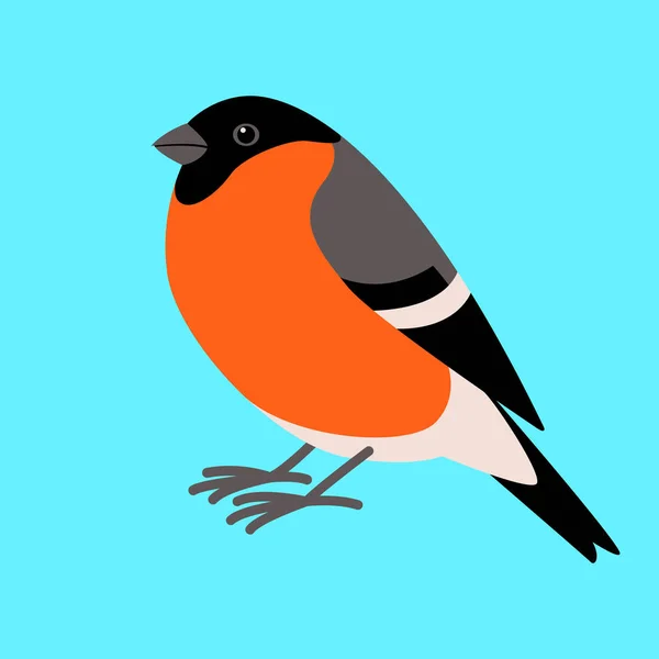 Bullfinch bird, estilo plano, perfil — Vetor de Stock