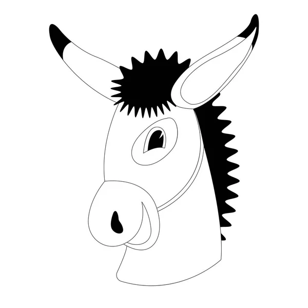 Donkey cartoon face. lining draw . — Stock Vector