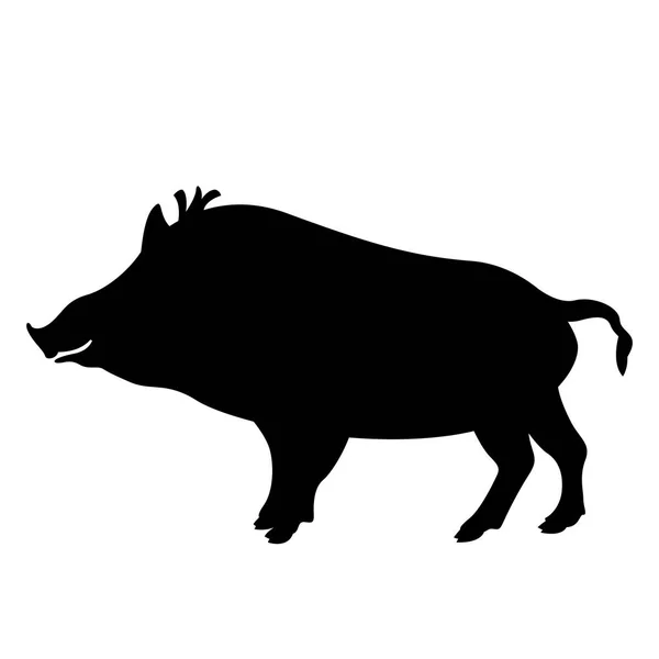 Cartoon Wildschwein, Vektorillustration, schwarze Silhouette, — Stockvektor