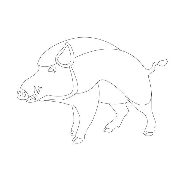 Cartoon wild boar, vector illustration,   lining draw — Stock Vector